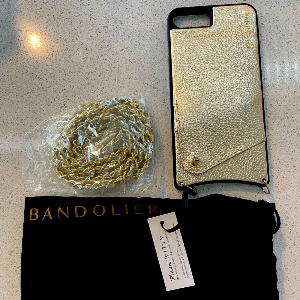 Bandolier 8+ 7+ Gold Leather iPhone Case NEW